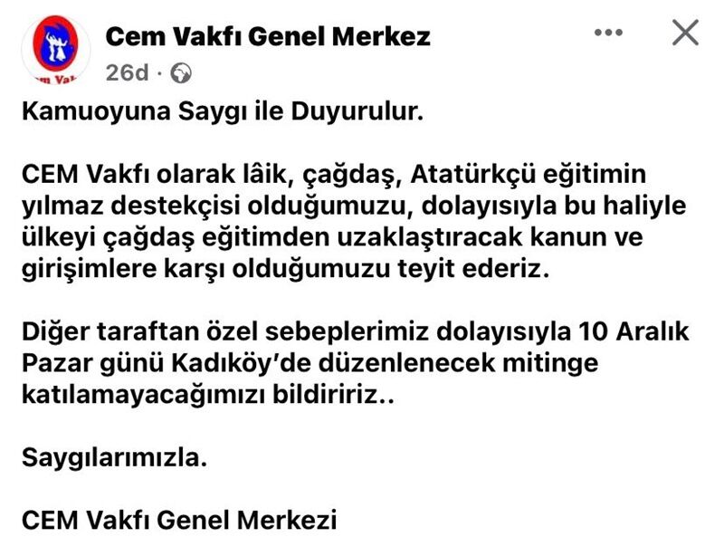 Cem Vakfi Aciklama