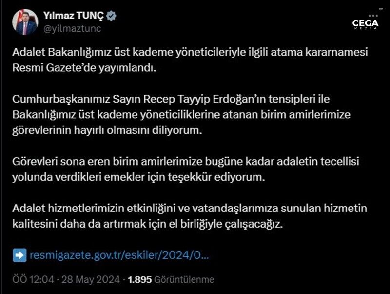 Atama Adalet Bakanligi Resmi Gazete