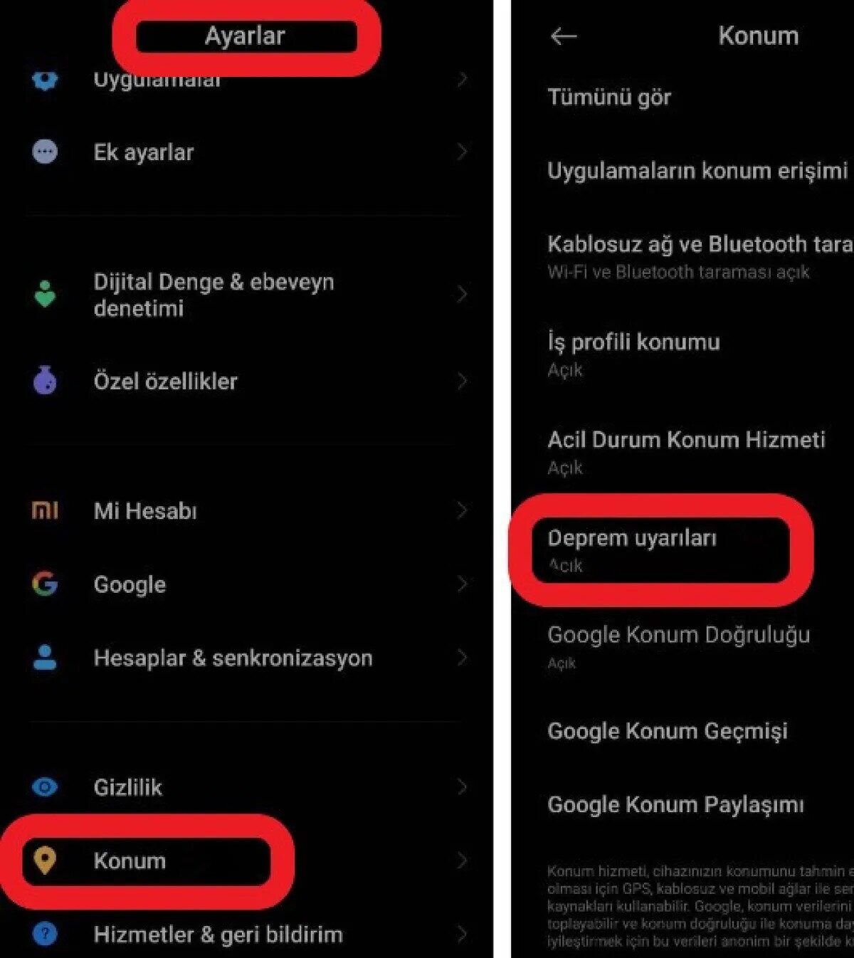 Android Deprem Uyarı bildrimi açma