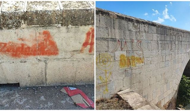 Roma köprüsüne sprey boyayla yazılama