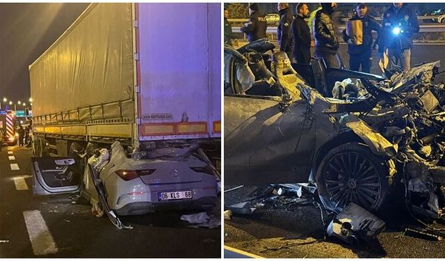 Tırın altına giren otomobilde 2 ölü 1 ağır yaralı